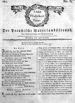 No. 65., vom 13ten August