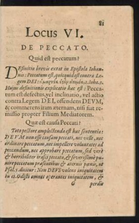 Locus VI. De Peccato.