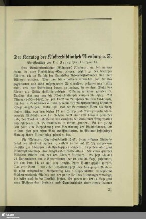 Der Katalog der Klosterbibliothek Nienburg a. S.