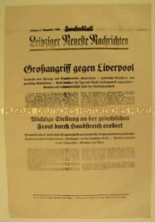 Sonderblatt der "Leipziger Neuesten Nachrichten" zur Bombardierung von Liverpool