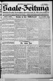 Saale-Zeitung : allgemeine Zeitung für Mitteldeutschland ; Hallesche neueste Nachrichten