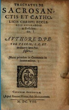 Tractatus de sacrosanctis et catholicis Christi ecclesiae reparandis ac reficiendis