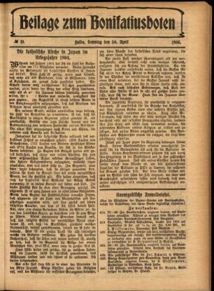 Zweite Ausgabe vom Sonntag, den 30. April 1905.