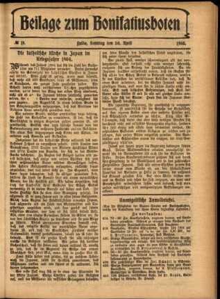 Zweite Ausgabe vom Sonntag, den 30. April 1905.