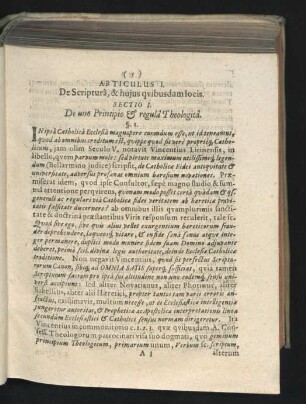Articulus I. De Scriptura, & huius quibusdam locis.