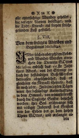 §. VIII. Von dem seeligen Ableiben und Begräbnus Michelinӕ