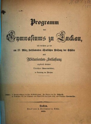 Programm : für das Schuljahr .... 1874/75 (1875)