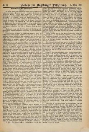 Augsburger Postzeitung. Beilage zur Augsburger Postzeitung, 1882