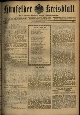 Ausgabe vom Samstag, den 26. Januar 1918.