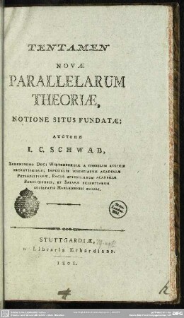 Tentamen novae parallelarum theoriae, notione situs fundatae