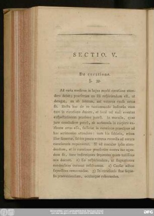 Sectio V. De curatione.