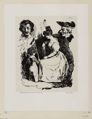 Studienblatt mit Figuren, Blatt 14 der Folge "Skizzen und Pochaden"