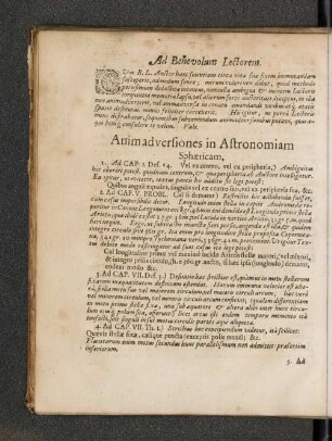 Animadversiones in Astronomiam Sphaericam.