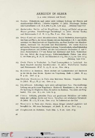 Arbeiten in Silber (Nr. 220-252)