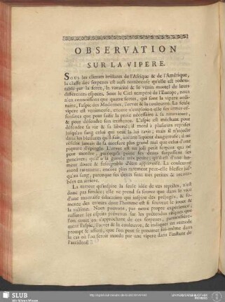 Observation Sur La Vipere
