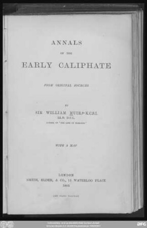 Annals of the Early Caliphate : with a map