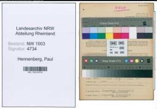Entnazifizierung Paul Hennenberg , geb. 22.12.1891 (Kuester)