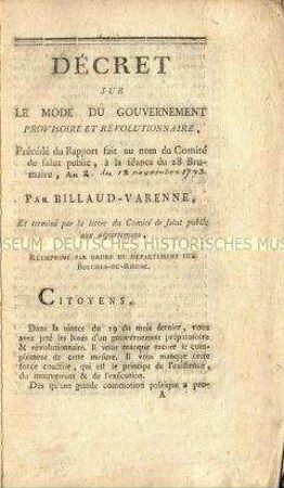 Anweisung für die Arbeit der Französischen Nationalversammlung