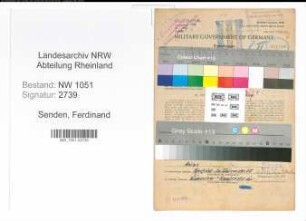 Entnazifizierung Ferdinand Senden , geb. 24.11.1891 (Lokfuehrer)
