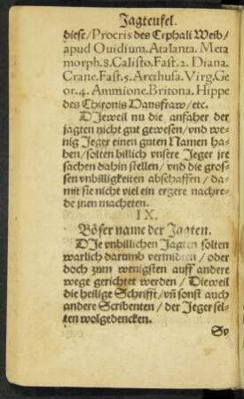 IX. Böser name der Jagten.