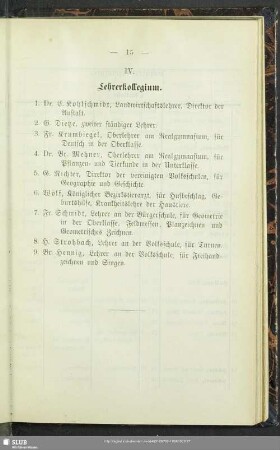 IV. [VI.] Lehrerkollegium
