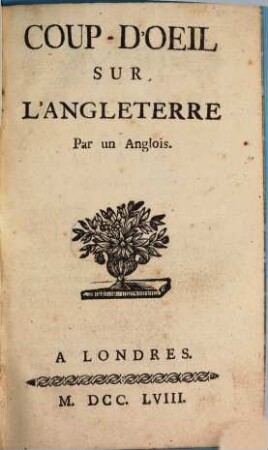 Coup-D'Oeil Sur L'Angleterre, [1]