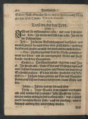 III. Trost wieder den Todt.