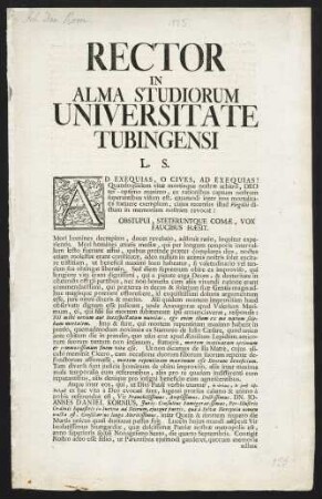 Rector In Alma Studiorum Universitate Tubingensi L. S.