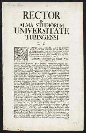 Rector In Alma Studiorum Universitate Tubingensi L. S.