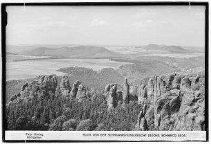 Blick von der Schrammsteinaussicht. Sächsische Schweiz
