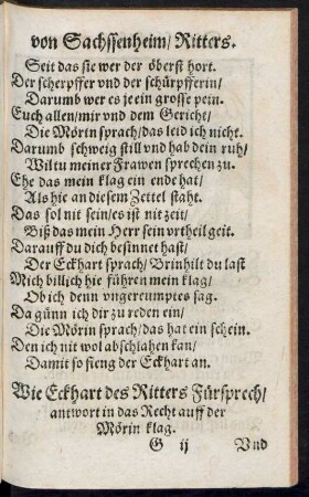 Wie Eckhart des Ritters Fürsprech/ antwort ...