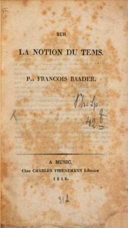 Sur la notion du tems
