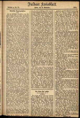 Zweite Ausgabe vom Samstag, den 12. September 1874.