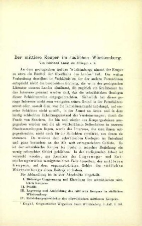 Der mittlere Keuper im südlichen Württemberg