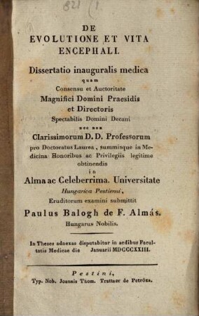 De evolutione et vita encephali