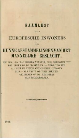 Naamlijst der Europesche inwoners en hunne afstammelingen van het mennelijke geslacht ...