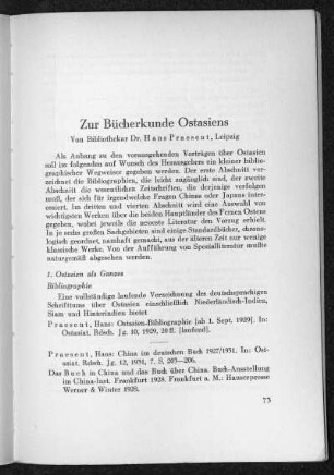 Zur Bücherkunde Ostasiens