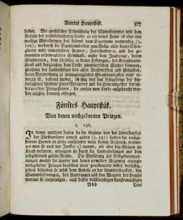 Fünftes Hauptstük. Von denen nachgebornen Prinzen