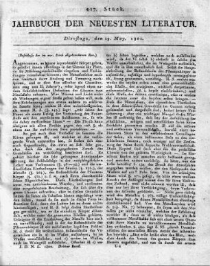 [Fortsetzung:] Tübingen, b. Cotta: Grundriss des Chemie, für akademische Vorlesungen entworfen von Alexander Nicolaus Scherer. 453 S. 8.