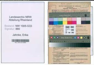 Entnazifizierung Erika Jahnke , geb. 23.05.1895 (Lehrerin)