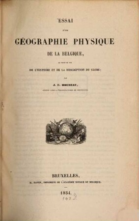 Essai d'une géographie physique de la Belgique