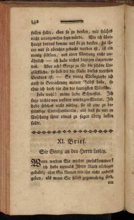 XI. Brief. Sir Georg an den Herrn Lesley.