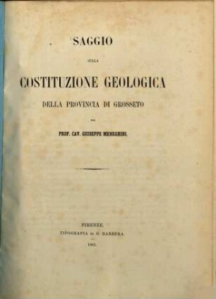 Saggio sulla costituzione geologica della Provincia di Grosseto