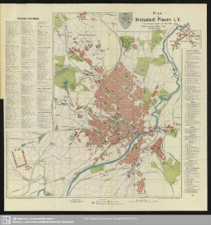 Karte : Plan der stadt Plauen im Vogtland