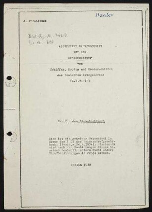 Allgemeine Bauvorschrift für den Schiffskörper von Schiffen, Booten und Sonderschiffen der Deutschen Kriegsmarine