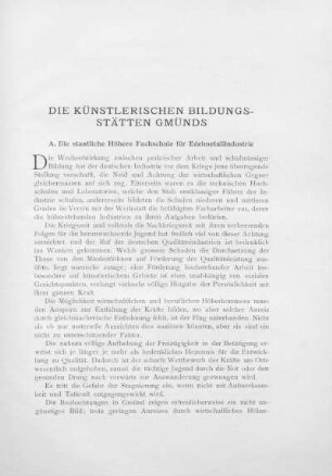 Die Künstlerischen Bildungsstätten Gmünds