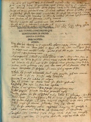 Ioannis Francisci Pici Mirandvlae Domini. Concordiaeqve Comitis: Liber De Providentia Contra Philosophastros