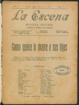 Como quiere la madre a sus hijos : sainete en un acto y tres cuadros