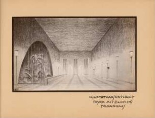 Konzerthaus »Palmengarten«, Frankfurt/Main: Foto von Inv.Nr. 35474: Perspektivische Ansicht Foyer mit Blick ins Palmenhaus