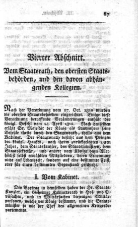 I. Vom Kabinet